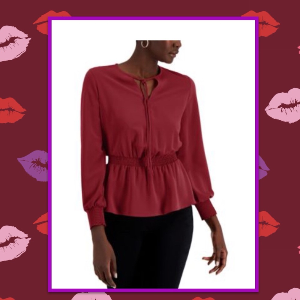 Fall style Maroon elegant peplum blouse